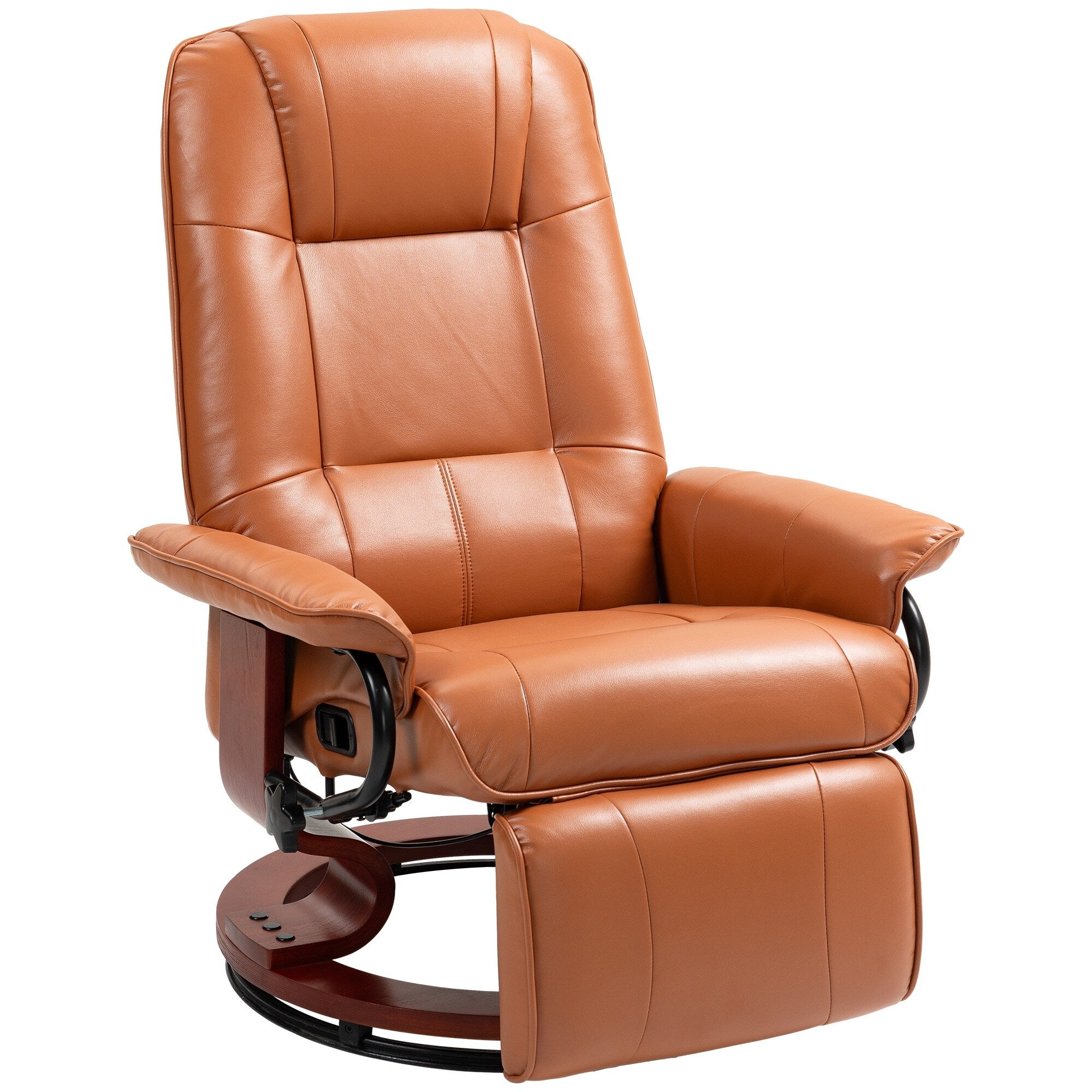 Fauteuil inclinable manuel pivotant en similicuir HomCom avec repose-pieds confortable et relaxant