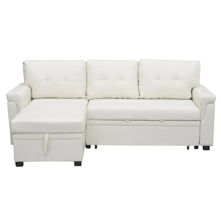Canapé d'angle réversible convertible avec lit gigogne, méridienne de rangement et pieds durables