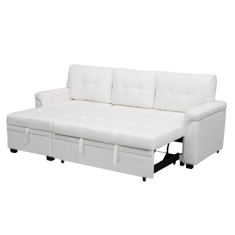Canapé d'angle réversible avec lit gigogne, méridienne de rangement, pieds durables,