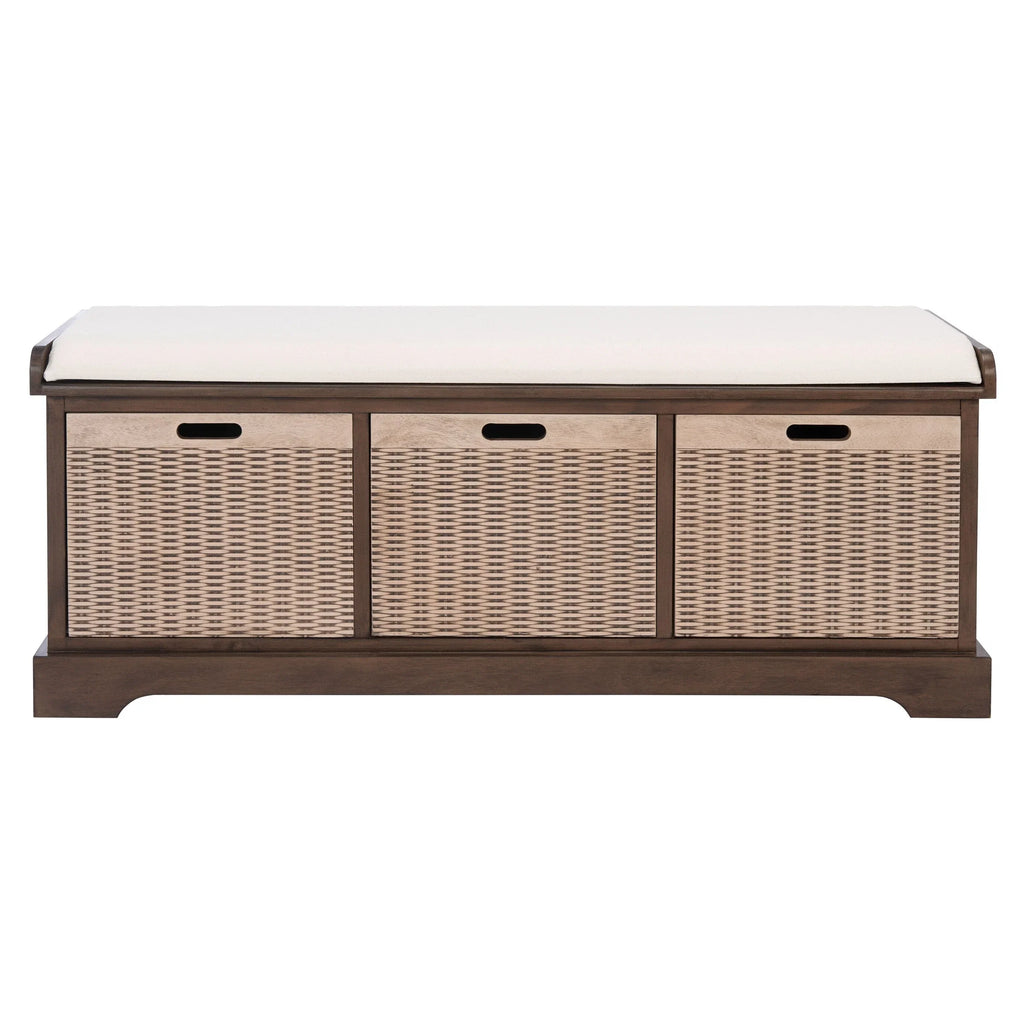 Banc de rangement SAFAVIEH Fiorello 3 tiroirs avec coussin - 47,3 L x 15 P x 19 H - 47Lx15Px19H