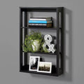 Étagère de rangement murale à 4 niveaux en bois composite, noir mat