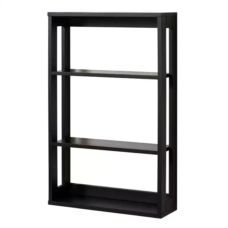 Étagère de rangement murale à 4 niveaux en bois composite, noir mat