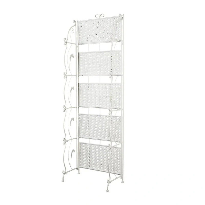 Étagère de Boulanger Pliable Haute à 5 Niveaux en Métal Décoratif pour Intérieur/Extérieur - Or ou Blanc - Roche River Decor