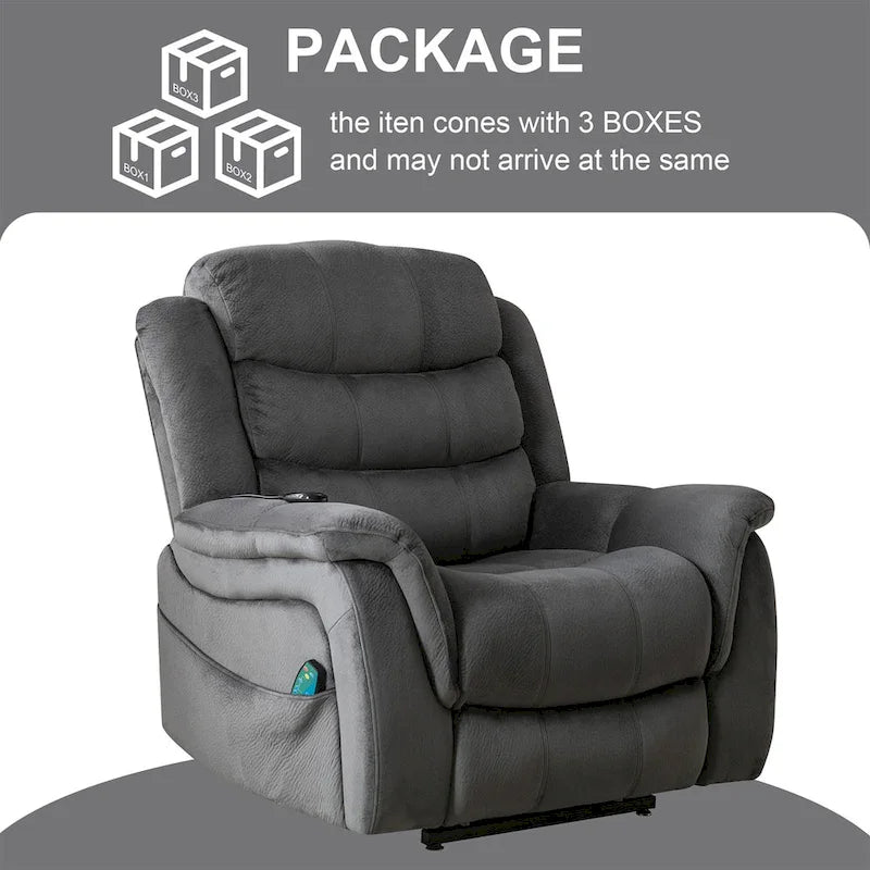 Fauteuil inclinable à plat releveur électrique pour personnes âgées avec massage et chauffage