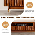 Meuble TV moderne Mid-Century en noyer et vitrine 3 niveaux en verre avec tiroirs