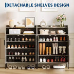 Meuble de rangement pour chaussures moderne 4 niveaux Organiseur en bois avec 3 étagères réglables, Meuble autonome pour couloir et entrée
