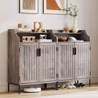 Meuble de rangement pour chaussures moderne 4 niveaux Organiseur en bois avec 3 étagères réglables, Meuble autonome pour couloir et entrée