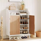 Meuble de rangement pour chaussures moderne 4 niveaux Organiseur en bois avec 3 étagères réglables, Meuble autonome pour couloir et entrée