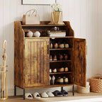 Meuble de rangement pour chaussures moderne 4 niveaux Organiseur en bois avec 3 étagères réglables, Meuble autonome pour couloir et entrée