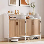 Meuble de rangement pour chaussures moderne 4 niveaux Organiseur en bois avec 3 étagères réglables, Meuble autonome pour couloir et entrée