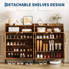 Meuble de rangement pour chaussures moderne 4 niveaux Organiseur en bois avec 3 étagères réglables, Meuble autonome pour couloir et entrée