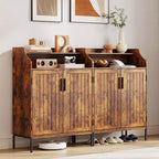 Meuble de rangement pour chaussures moderne 4 niveaux Organiseur en bois avec 3 étagères réglables, Meuble autonome pour couloir et entrée