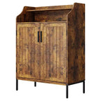 Modern Shoe Storage Cabinet  4-Tier Wooden Organizer with 3 Adjustable Shelves, Freestanding Hallway Entryway Cabinet