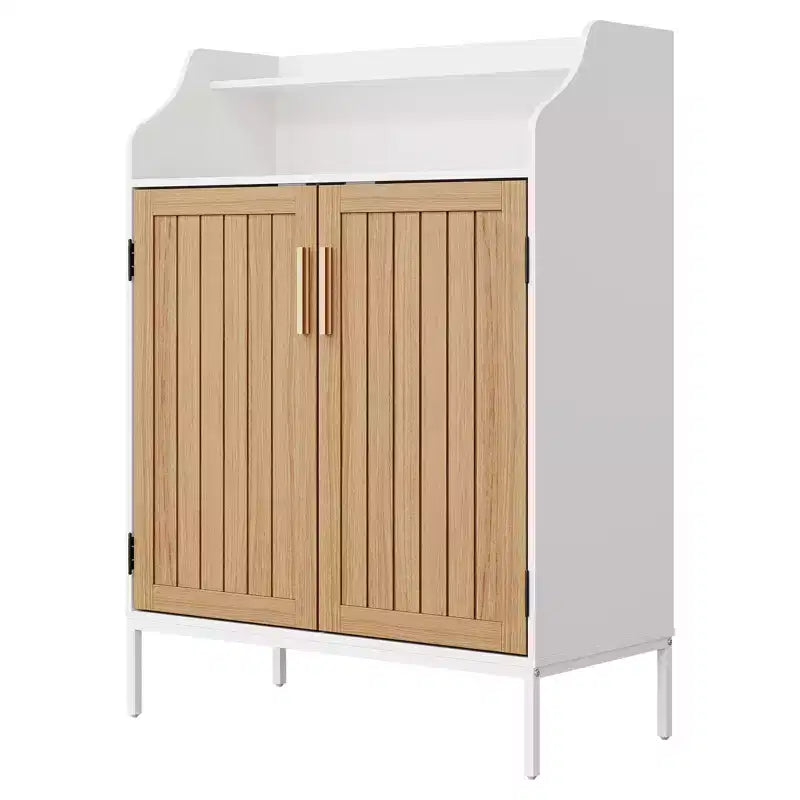 Meuble de rangement pour chaussures moderne 4 niveaux Organiseur en bois avec 3 étagères réglables, Meuble autonome pour couloir et entrée
