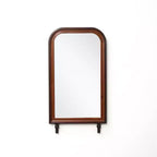 LuxenHome Modern Rounded Rectangle Wall Mirror with Pine Wood Frame, 43.3 H x 23.62 W Large Wood Framed Decorative Accent Mirror Brown