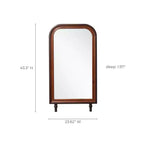 Miroir Mural Rectangulaire Arrondi Moderne avec Cadre en Bois de Pin, 43,3"H x 23,62"W - Marron