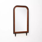 Miroir Mural Rectangulaire Arrondi Moderne avec Cadre en Bois de Pin, 43,3"H x 23,62"W - Marron