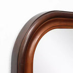 Miroir Mural Rectangulaire Arrondi Moderne avec Cadre en Bois de Pin, 43,3"H x 23,62"W - Marron