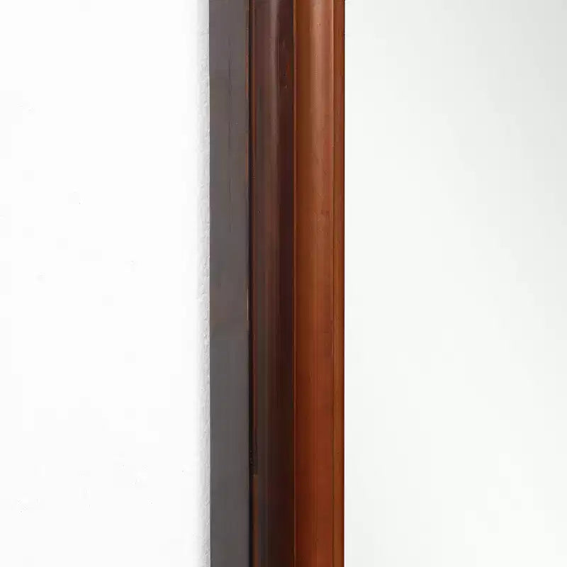Miroir Mural Rectangulaire Arrondi Moderne avec Cadre en Bois de Pin, 43,3"H x 23,62"W - Marron