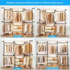 Portant à vêtements industriel en tuyaux, système de placard mural de 2,2 à 3,3 m