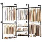 Portant à vêtements industriel en tuyaux, système de placard mural de 2,2 à 3,3 m