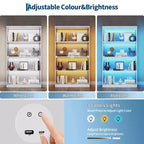 Vitrine en verre avec portes, meuble de curiosités à 4 niveaux avec lumières LED, ports de charge et détecteur de mouvement