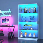 Vitrine en verre avec portes, meuble de curiosités à 4 niveaux avec lumières LED, ports de charge et détecteur de mouvement