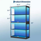 Vitrine en verre avec portes, meuble de curiosités à 4 niveaux avec lumières LED, ports de charge et détecteur de mouvement