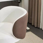 Chaise de bureau moderne pivotante en PU sans accoudoirs ni roulettes, réglable en hauteur, avec support dorsal, coloris blanc et marron
