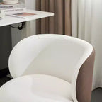 Chaise de bureau moderne pivotante en PU sans accoudoirs ni roulettes, réglable en hauteur, avec support dorsal, coloris blanc et marron