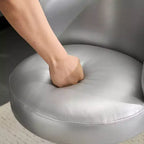 Chaise de bureau moderne pivotante en PU sans accoudoirs ni roulettes, réglable en hauteur, avec support dorsal, coloris blanc et marron