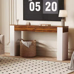 Entryway Table with 2 Drawers, Narrow Console Sofa Table with Storage Slim Hallway Accent Furniture Slim Console Table