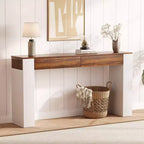 Table d'entrée avec 2 tiroirs, table console étroite avec rangement, meuble d'appoint de couloir mince, table console mince