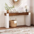 Table d'entrée avec 2 tiroirs, table console étroite avec rangement, meuble d'appoint de couloir mince, table console mince