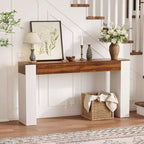 Table d'entrée avec 2 tiroirs, table console étroite avec rangement, meuble d'appoint de couloir mince, table console mince