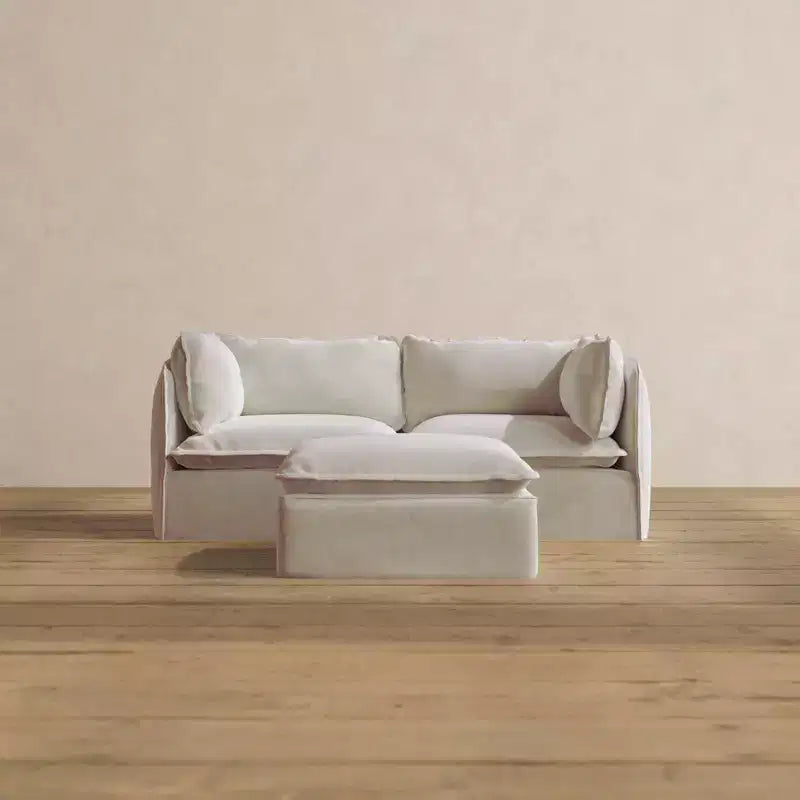 Canapé modulaire lavable 2 places + Pouf | Coussin d'assise et de dossier
