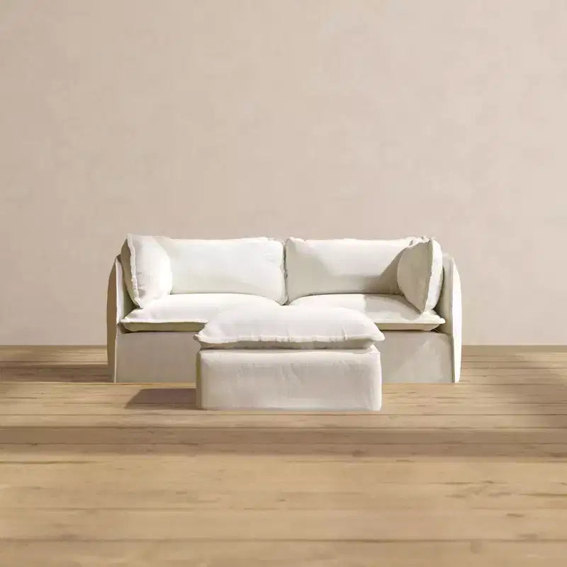 Canapé modulaire lavable 2 places + Pouf | Coussin d'assise et de dossier
