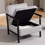 Fauteuil d'appoint rembourré Mid-Century Modern avec siège de rangement et oreiller