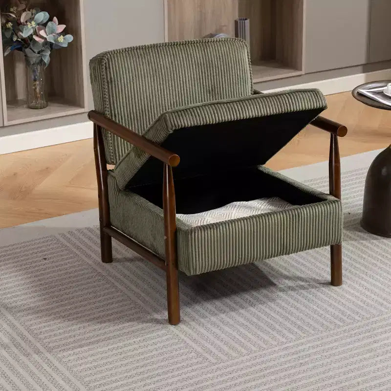 Fauteuil d'appoint rembourré Mid-Century Modern avec siège de rangement et oreiller