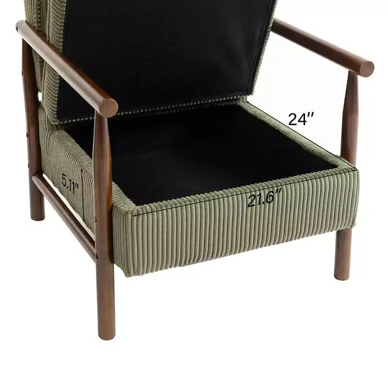 Fauteuil d'appoint rembourré Mid-Century Modern avec siège de rangement et oreiller