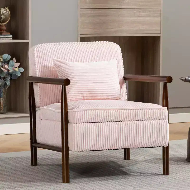 Fauteuil d'appoint rembourré Mid-Century Modern avec siège de rangement et oreiller