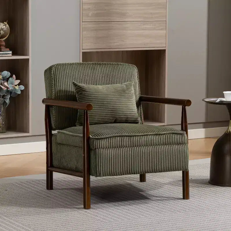 Fauteuil d'appoint rembourré Mid-Century Modern avec siège de rangement et oreiller