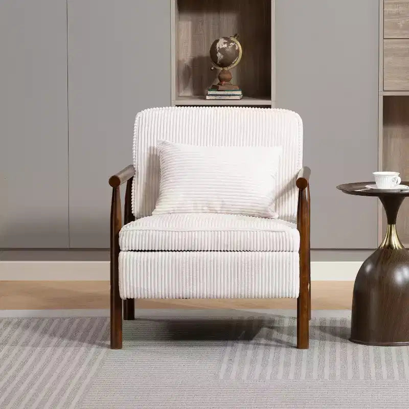 Fauteuil d'appoint rembourré Mid-Century Modern avec siège de rangement et oreiller