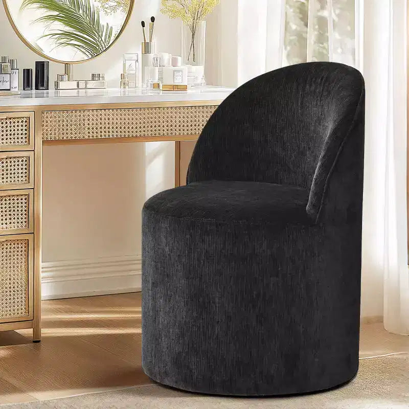 Fauteuil d'appoint pivotant en chenille moderne avec roulettes, fauteuil de salon roulant sans accoudoirs pour le salon, la chambre ou le bureau à domicile