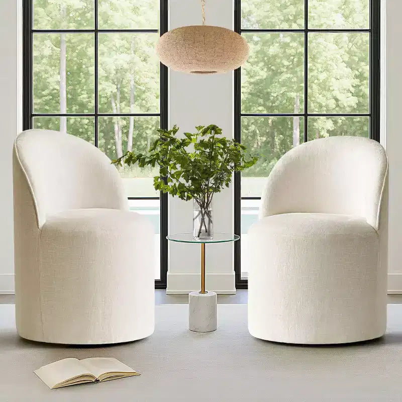 Fauteuil d'appoint pivotant en chenille moderne avec roulettes, fauteuil de salon roulant sans accoudoirs pour le salon, la chambre ou le bureau à domicile