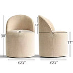 Fauteuil d'appoint pivotant en chenille moderne avec roulettes, fauteuil de salon roulant sans accoudoirs pour le salon, la chambre ou le bureau à domicile