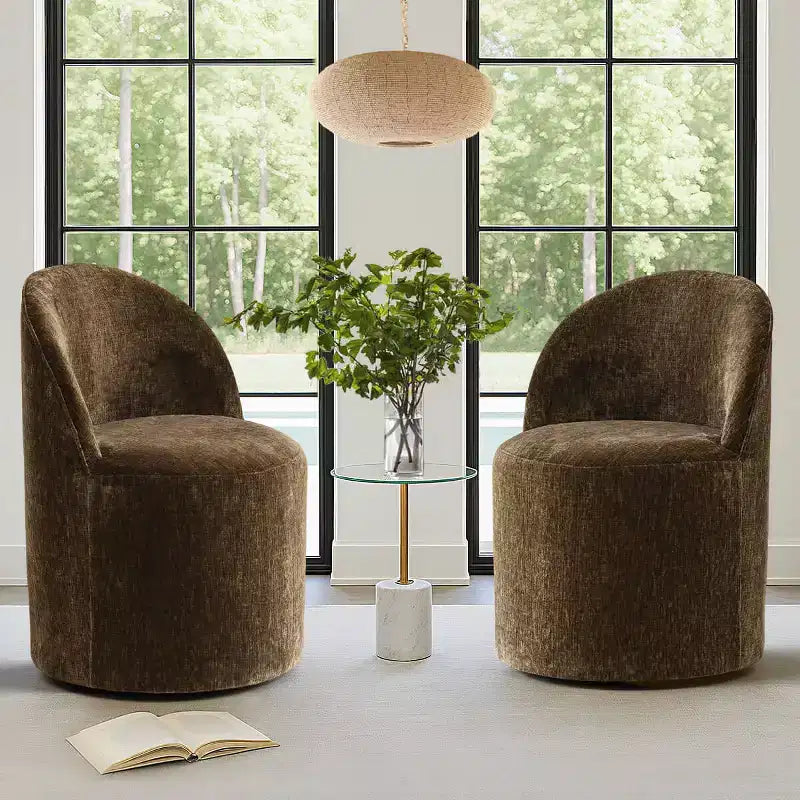 Fauteuil d'appoint pivotant en chenille moderne avec roulettes, fauteuil de salon roulant sans accoudoirs pour le salon, la chambre ou le bureau à domicile