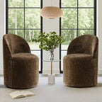 Fauteuil d'appoint pivotant en chenille moderne avec roulettes, fauteuil de salon roulant sans accoudoirs pour le salon, la chambre ou le bureau à domicile