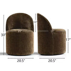 Fauteuil d'appoint pivotant en chenille moderne avec roulettes, fauteuil de salon roulant sans accoudoirs pour le salon, la chambre ou le bureau à domicile
