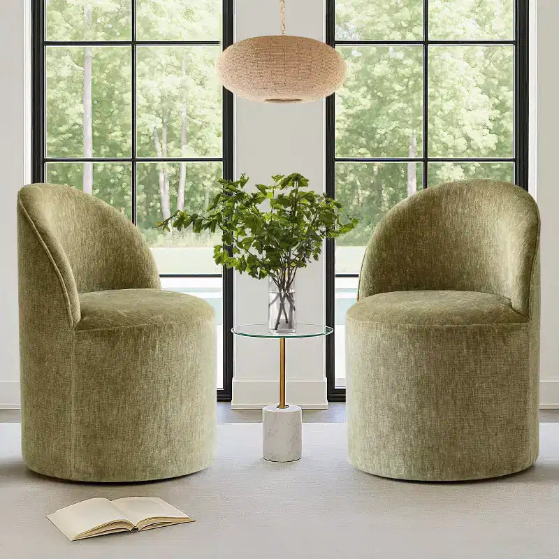 Fauteuil d'appoint pivotant en chenille moderne avec roulettes, fauteuil de salon roulant sans accoudoirs pour le salon, la chambre ou le bureau à domicile